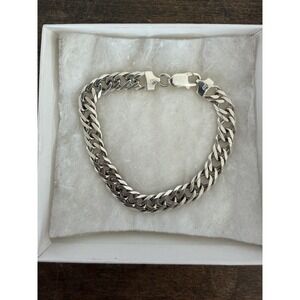 925 STERLING SILVER CUBAN LINK UNISEX BRACELET 19 grams ITALY 8" Mint Condition